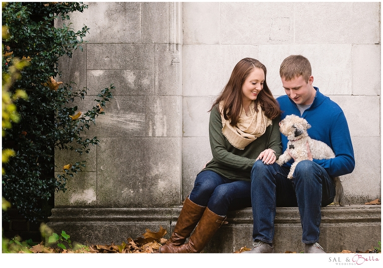 Engagement photos with puppy at mellon park